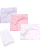 Confort Family Set 3 cearsafuri alb roz si model stelute roz + protectie impermeabila patut 90x4050 cm