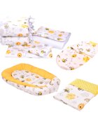 Confort Family Set complet 10 piese lenjerie aparatori babynest paturica model albinute patut 120x60 cm