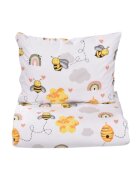Confort Family Set complet 7 piese Lenjerie si aparatori patut 120x60 cm din bumbac model albinute