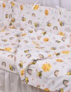 Confort Family Set complet 7 piese Lenjerie si aparatori patut 120x60 cm din bumbac model albinute