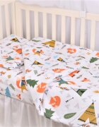 Confort Family Set complet 7 piese lenjerie si aparatori patut 120x60 cm din bumbac model animalute