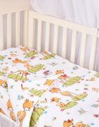 Confort Family Set complet 7 piese lenjerie si aparatori patut 120x60 cm din bumbac model caprioare