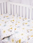 Confort Family Set complet 7 piese lenjerie si aparatori patut 120x60 cm din bumbac model curcubee si norisori