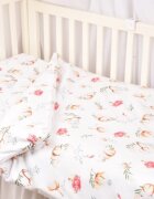 Confort Family Set complet 7 piese lenjerie si aparatori patut 120x60 cm din bumbac model Flori de bumbac