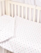 Confort Family Set complet 7 piese lenjerie si aparatori patut 120x60 cm din bumbac model inimioare