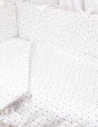 Confort Family Set complet 7 piese lenjerie si aparatori patut 120x60 cm din bumbac model stelute mici bleu