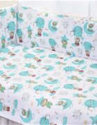Confort Family Set complet 7 piese lenjerie si aparatori patut 120x60 cm din bumbac model ursuleti in balon