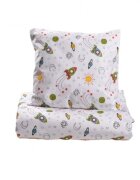 Confort Family Set lenjerie 3 piese pentru patut incastrabil model rachete