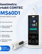 Contec Pulsoximetru portabil CMS60D1 masurare saturatie oxigen si rata pulsului baterie reincarcabila software pentru date stocate pe PC in timp real functie alarma senzor adulti