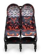 COSATTO Carucior pentru gemeni Woosh Double Charcoal Mr.Fox 0-22 kg cu husa de ploaie