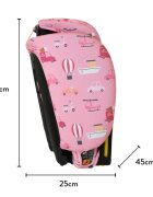 COSATTO Scaun auto pentru copii i-Size 76-150 cm On The Go Itchy Feet Rosy cu sistem Isofix si Top-Tether pliere compacta geanta de transport