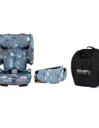 COSATTO Scaun auto pentru copii i-Size 76-150 cm On The Go Itchy Feet Sky cu sistem Isofix si Top-Tether pliere compacta geanta de transport