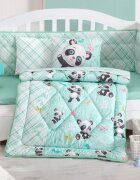 Cotton Box Lenjerie patut cu 6 piese Baby Ranforce Panda Mint