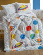 Cotton Box Lenjerie patut cu 6 piese Baby Ranforce Planet White