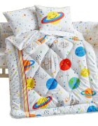 Cotton Box Lenjerie patut cu 6 piese Baby Ranforce Planet White