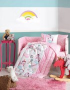 Cotton Box Lenjerie patut cu 6 piese Baby Ranforce Unicorn Pink