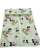 Croitoria Noastra Lenjerie de pat 3 piese cu cearceaf plapumioara si pernuta slim 120x60 cm Mickey pe verde