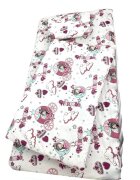 Croitoria Noastra Lenjerie de pat 3 piese cu cearceaf plapumioara si pernuta slim 120x60 cm printese pe alb