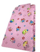 Croitoria Noastra Lenjerie de pat 3 piese cu cearceaf plapumioara si pernuta slim 140x70 cm bufnite roz
