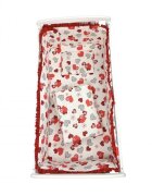Croitoria Noastra Lenjerie patut cu 5 piese Inimioare cu volanas rosu 120x60 cm