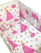 Croitoria Noastra Lenjerie patut cu 5 piese Printese pe alb 140x70 cm