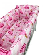 Croitoria Noastra Lenjerie patut cu 5 piese si aparatori Maxi 120x60 cm printese la bal pe roz