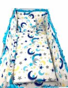 Croitoria Noastra Lenjerie patut cu 5 piese Stelute cu luna albastre 120x60 cm