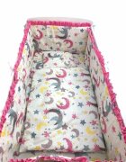 Croitoria Noastra Lenjerie patut cu 5 piese Stelute cu luna roz 120x60 cm