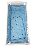 Croitoria Noastra Lenjerie patut cu 5 piese Stelute gri pe albastru 140x70 cm