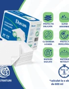 Davas Set 20 aleze absorbante de unica folosinta 60x60 cm 5 straturi impermeabil benzi adezive dispersie uniforma transforma rapid lichidul in gel