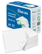 Davas Set 20 aleze absorbante de unica folosinta 60x60 cm 5 straturi impermeabil benzi adezive dispersie uniforma transforma rapid lichidul in gel