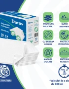 Davas Set 30 aleze absorbante de unica folosinta 60x90 cm 5 straturi benzi adezive dispersie uniforma transforma rapid lichidul in gel