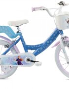 DENVER Bicicleta pentru copii Disney Frozen 14 inch frana de mana pe ambele roti clopotel roti ajutatoare detasabile suport pentru papusi cosulet transport pe ghidon