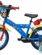 DENVER Bicicleta pentru copii Mickey Mouse Albastra 14 inch frana de mana pe ambele roti claxon sticla de apa aparatoare noroi fata si spate spite metalice roti gonflabile