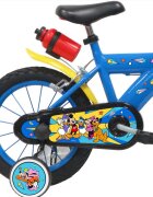 DENVER Bicicleta pentru copii Mickey Mouse Albastra 14 inch frana de mana pe ambele roti claxon sticla de apa aparatoare noroi fata si spate spite metalice roti gonflabile