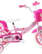 DENVER Bicicleta pentru copii Minnie Cutest 12 inch frana de mana pe ambele roti clopotel roti ajutatoare detasabile suport pentru papusi
