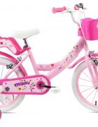 DENVER Bicicleta pentru copii Minnie Cutest 16 inch frana de mana pe ambele roti clopotel roti ajutatoare detasabile suport pentru papusi cosulet transport pe ghidon