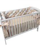 DESEDA Aparatoare laterala patut bebe bumper impletita in 4 din bumbac 240 cm bej-alb-ivory