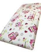 DESEDA Cearsaf cu elastic roata 140x70 cm Bufnite indragostite cu roz
