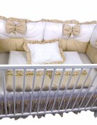 DESEDA Lenjerie cu 6 aparatori pufoase si fundite Bicolore Bej 120x60 cm