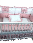 DESEDA Lenjerie cu 6 aparatori pufoase si fundite Bicolore Roz Pal 120x60 cm