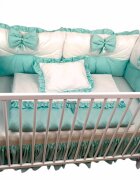 DESEDA Lenjerie cu 6 aparatori pufoase si fundite Bicolore Verde Menta 140x70 cm