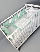 DESEDA Lenjerie cu aparatoare impletita in 3 din bumbac lungime 240 cm cu cearsaf paturica si perna steluta Te iubim Verde Menta PalAlb