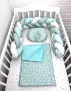 DESEDA Lenjerie de pat 120x60 cm cu aparatoare impletita 180 cm mix stelute vernil