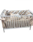 DESEDA Lenjerie de pat 120x60 cm cu aparatoare impletita 240 cm cu paturica pernuta slim si cearceaf bej-alb-ivory