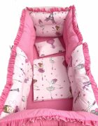 DESEDA Lenjerie patut 140x70 cm cu 6 aparatori pufoase cearsaf si paturica Balerine roz