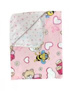 DESEDA Paturica din panza de bumbac bebelusi 78x98 cm ursi cu albine roz