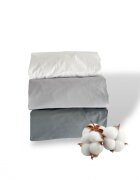 DESEDA Set 3 cearsafuri din bumbac ranforce pentru pat copii cu elastic roata dimensiune 120 x 60 cm mix gri