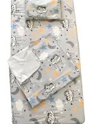 DESEDA Set 3 piese paturica cu cearsaf si pernuta 120x60 cm Ursuleti gri