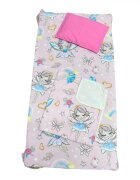 DESEDA Set 3 piese paturica cu cearsaf si pernuta 120x60 cm Zane pe roz